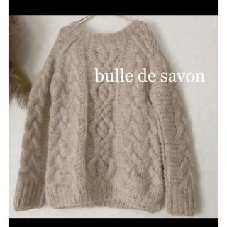 ビュルデサボン(bulle de savon)のハンドニットクルーネックセーター ケーブルセーター(ニット/セーター)