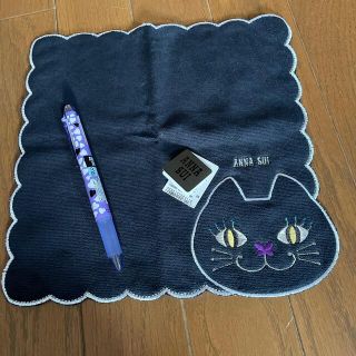 アナスイ(ANNA SUI)の新品未使用！アナスイの黒猫ハンカチand限定アナスイコラボペン(日用品/生活雑貨)