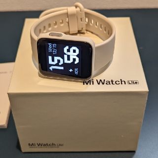 Mi Watch Lite アイボリー　純正交換バンドオリーブ付き(腕時計)