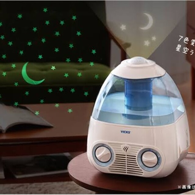シルバーグレー サイズ Kaz VICKS 気化式加湿器 天井に七色の星が映る