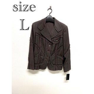 ザラ(ZARA)のデザインライダースジャケット　ブラウン　茶　L LL 秋冬　長袖　アウターコート(ライダースジャケット)