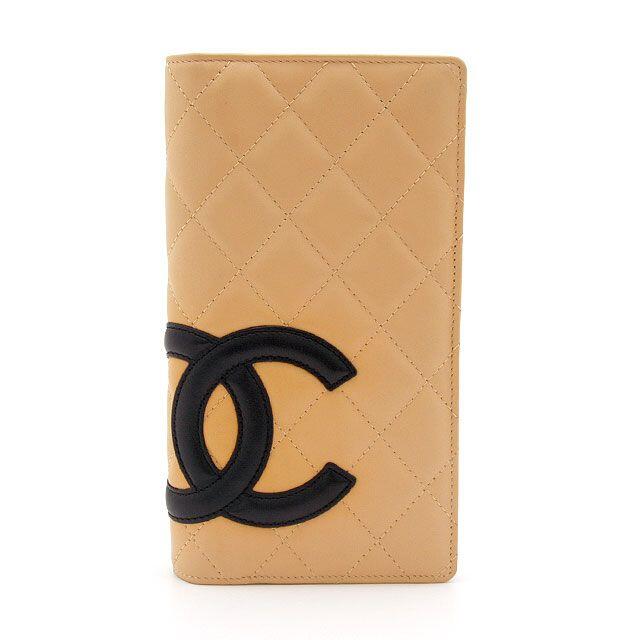 美品 シャネル 長財布 カンボンライン A26717 ベージュ CHANEL