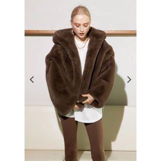 アリシアスタン(ALEXIA STAM)のALEXIA STAM Eco Fur Hooded Jacket Brown(毛皮/ファーコート)