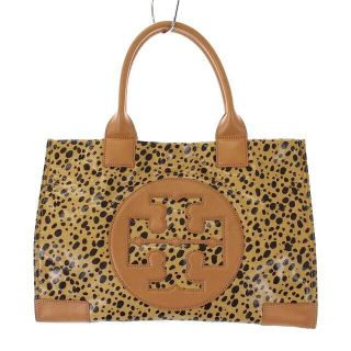 トリーバーチ(Tory Burch)のトリーバーチ ハンドバッグ トートバッグ PVC加工 レザー レオパード 茶色(ハンドバッグ)