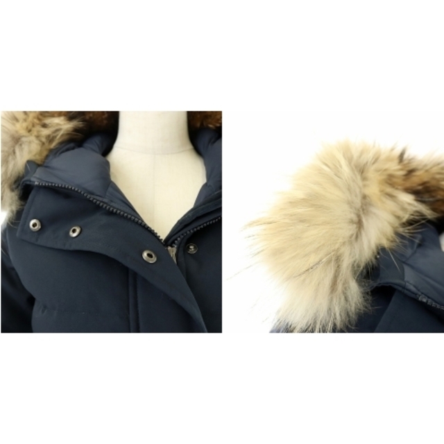 ピレネックス グルノーブル  FUR ダウンコート フィンラクーン XS 紺74cm袖丈