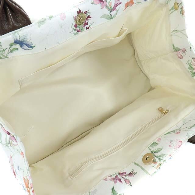 LAURA ASHLEY(ローラアシュレイ)のローラアシュレイ フラワー変形トートバッグ ハンドバッグ 花柄 白 レディースのバッグ(トートバッグ)の商品写真