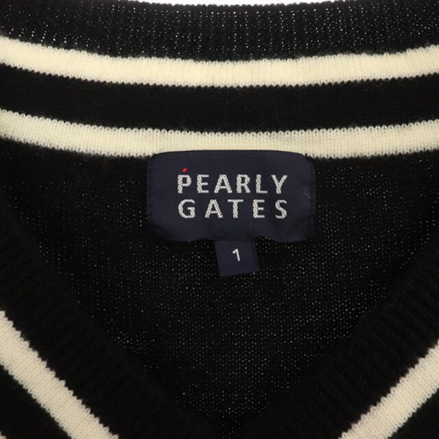 PEARLY GATES(パーリーゲイツ)のパーリーゲイツ ノースリーブニット ベスト プルオーバー ワッペン 1 黒 レディースのトップス(ベスト/ジレ)の商品写真