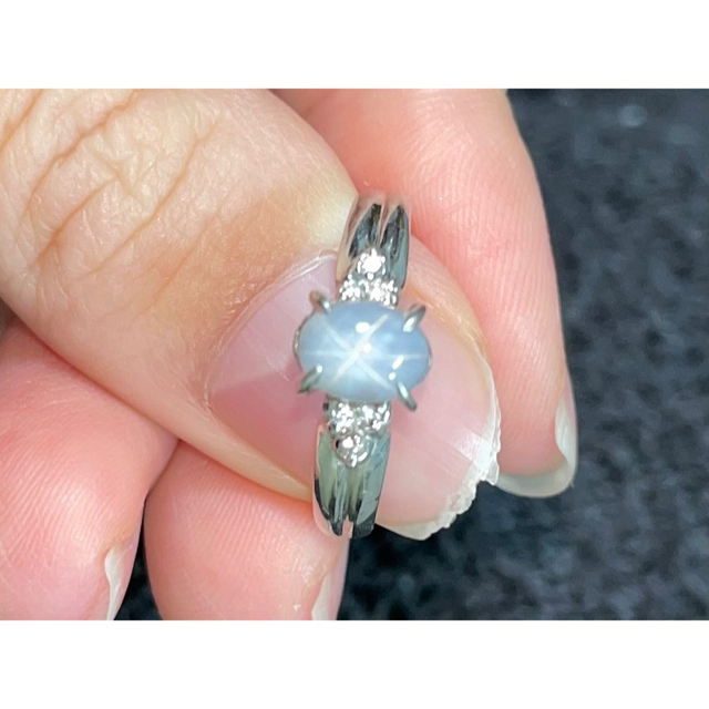 スターサファイア ダイヤモンド プラチナリング レディースのアクセサリー(リング(指輪))の商品写真
