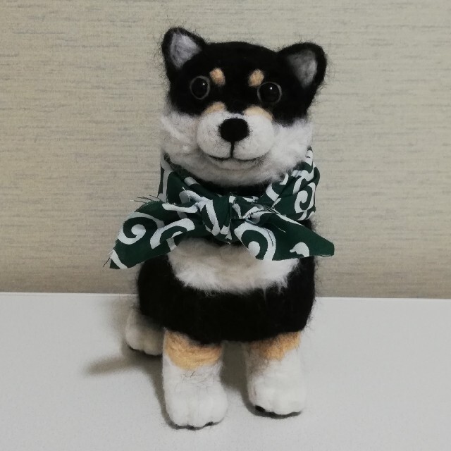 羊毛フェルト　いぬ　柴犬　黒柴　ハンドメイド