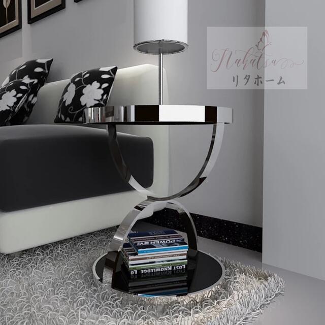 強化ガラスソファサイドシェルフ 寝室用テーブル 高級コーヒーテーブル丸型テーブル