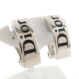 ディオール(Dior)のクリスチャンディオール ロゴ 金属素材 シルバー/黒 レディース イ(イヤリング)