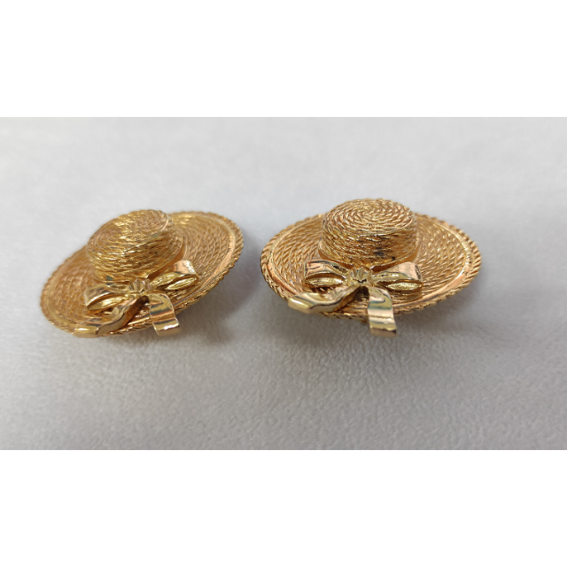 【本物良品】シャネル イヤリング 麦わら帽子 ヴィンテージ