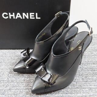 シャネル(CHANEL)の超美品CHANELブーティーサンダルヒールパンプス靴シャネルブラック黒色(ブーティ)