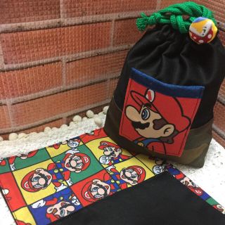 マリオ 迷彩 コップ袋 ランチョンマット(ランチボックス巾着)