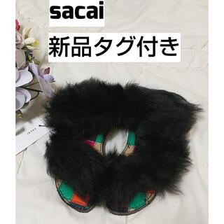 サカイ(sacai)の【新品タグ付き】sacai サカイ マルチカラー ファー サンダル サイズ36(サンダル)