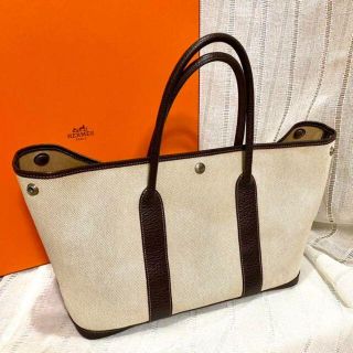 エルメス(Hermes)のエルメス ガーデンパーティー PM マロンブラウン □H刻印 ベージュ(トートバッグ)