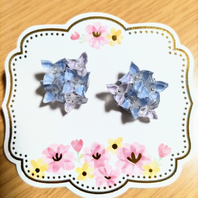 紫陽花のピアス♡おまとめ値引き致します！ ハンドメイドのアクセサリー(ピアス)の商品写真