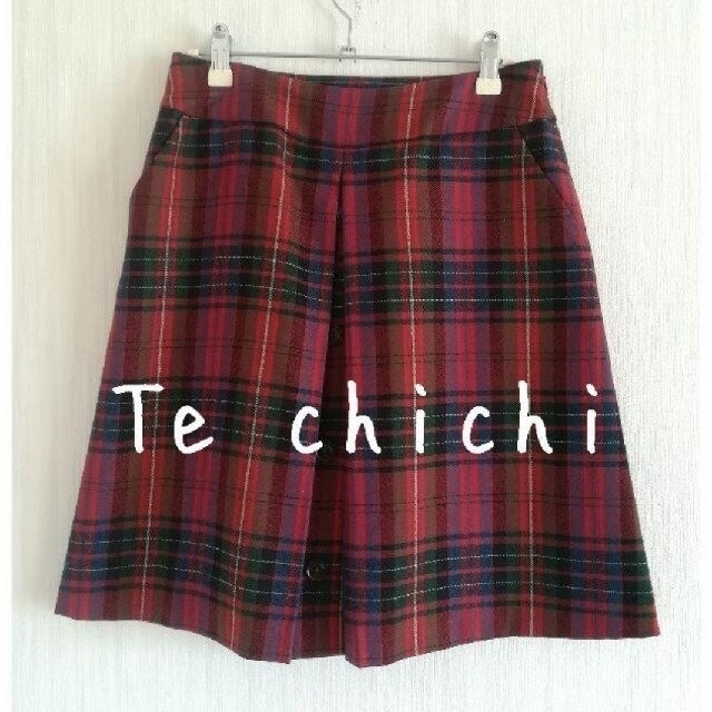 Techichi - 美品 Te chichi テチチ 前ボタン 赤 チェック 台形スカートの通販 by 56kou's shop｜テチチならラクマ