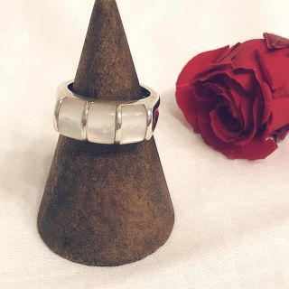 ヴィンテージ 925 silver 3 mother of pearl ring(リング(指輪))