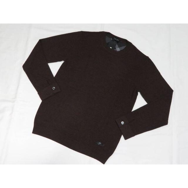 BLACK LABEL CRESTBRIDGE(ブラックレーベルクレストブリッジ)のブラックレーベル クレストブリッジ 羊毛ニットセーター Mこげ茶 薄手 B メンズのトップス(ニット/セーター)の商品写真