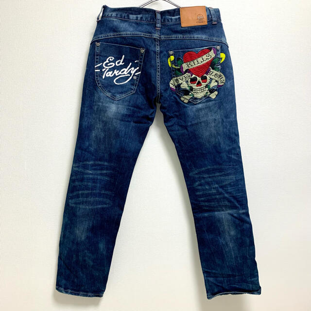 Ed Hardy(エドハーディー)のEd Hardy エドハーディー ペイント・刺繍 デニムパンツ  ビッグロゴ メンズのパンツ(デニム/ジーンズ)の商品写真