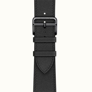 エルメス(Hermes)の新品未使用★国内正規店購入★エルメスアップルウォッチ レザーストラップ黒★45㎜(レザーベルト)