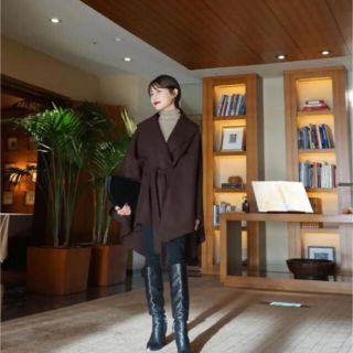 L'Or ロル Irregular hem cape coat(ロングコート)