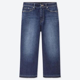 ユニクロ(UNIQLO)のユニクロ　25 (63.5cm) デニム　ハイライズワイドクロップドジーンズ(デニム/ジーンズ)