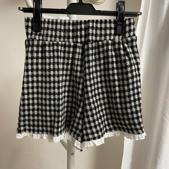 epine lace frill check knit short pants