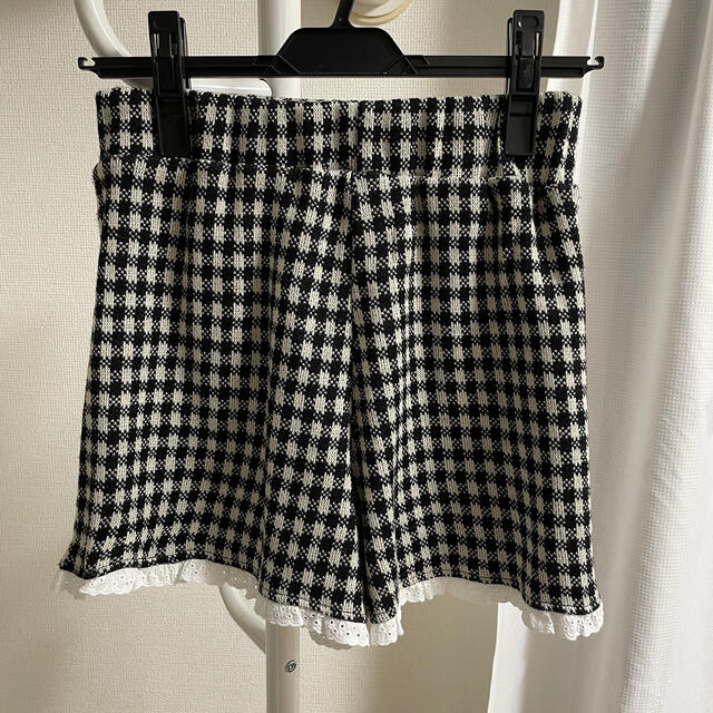 epine lace frill check knit short pants