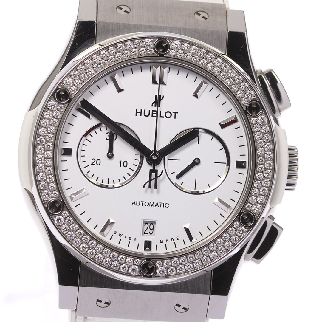 ☆良品★箱付き【HUBLOT】ウブロ クラシックフュージョン デイト ダイヤベゼル 541.NE.2010.LR.1104 自動巻き レディース【ev20】