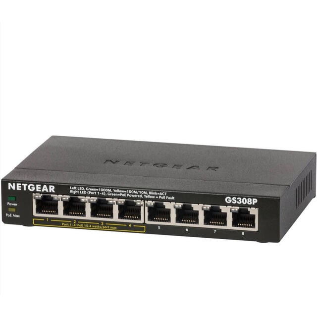 Netgear PoE ハブ8 ポート(PoE 4ポート)