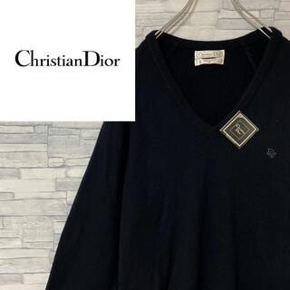 クリスチャンディオール(Christian Dior)の【未使用】USA製　クリスチャンディオール　ニット　セーター　刺繍ロゴ　ブラック(ニット/セーター)
