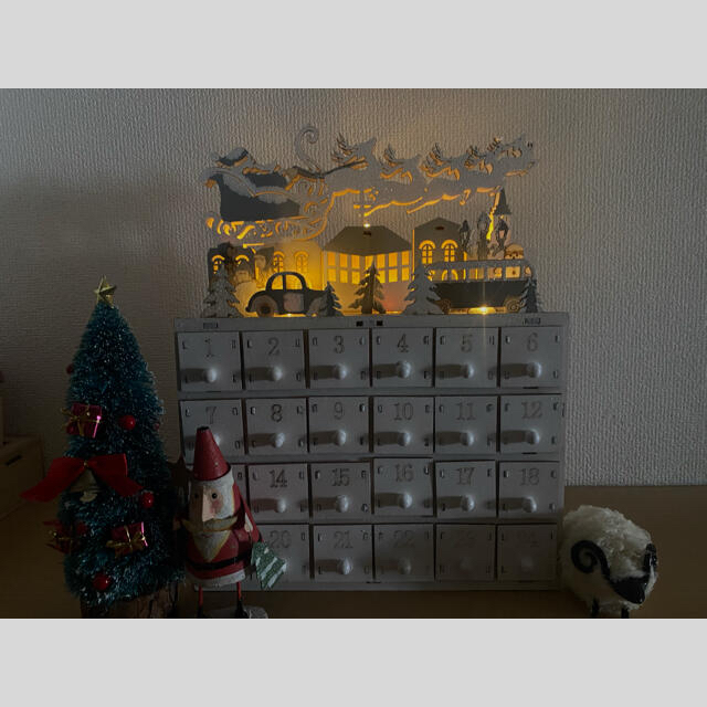 クリスマス　アドベントカレンダー　木製　LEDライト 1