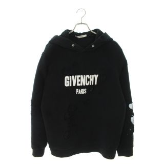 ジバンシィ(GIVENCHY)のジバンシィ デストロイクラッシュ加工ロゴプリントプルオーバーパーカー L(パーカー)