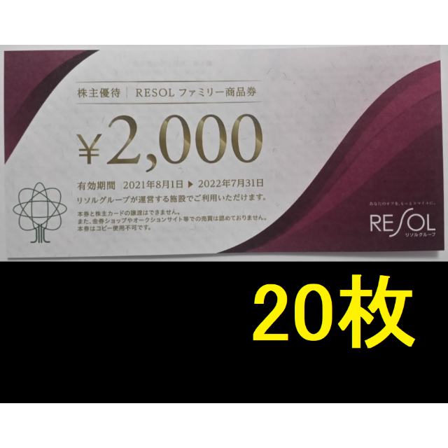 リソル株主優待60000円分（2000円×30枚）