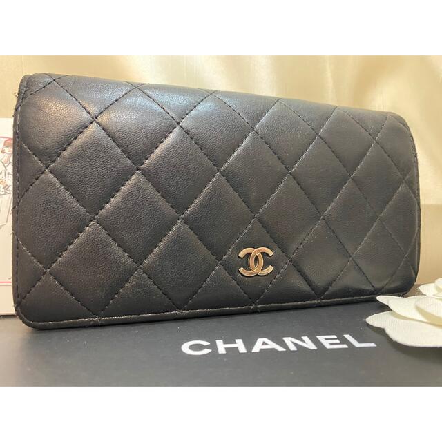 なゆた様 CHANEL マトラッセ ラムスキン 長財布 ブラック シリアル