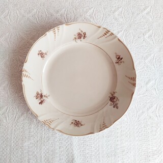 アッシュペーフランス(H.P.FRANCE)の*old arabia ❀ brown flower cake plate(食器)