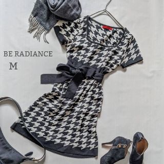 ビーラディエンス(BE RADIANCE)のビーラディエンス✾半袖ニットワンピース 千鳥格子柄 レディース(M)フェミニン(ひざ丈ワンピース)