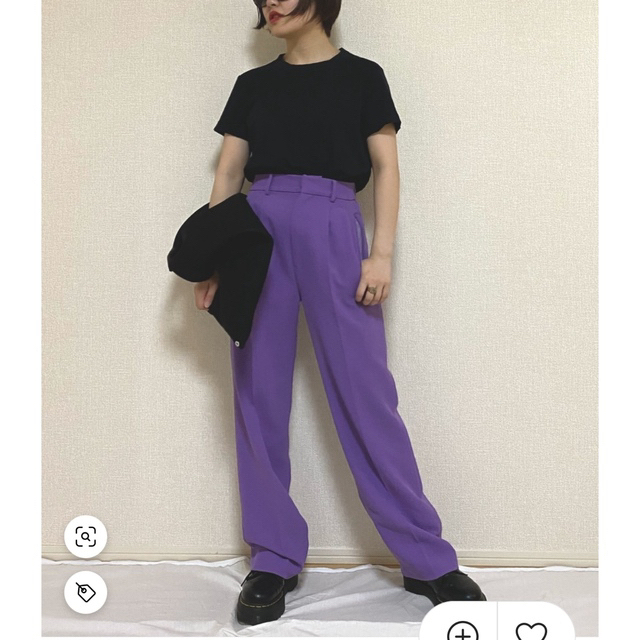 Ameri VINTAGE(アメリヴィンテージ)の【AMERI】2タック　ストレートパンツ レディースのパンツ(カジュアルパンツ)の商品写真