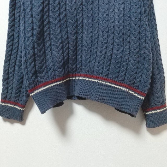 ヴィンテージ ケーブル編み ニット セーター チルデンニット 80s 古着 レディースのトップス(ニット/セーター)の商品写真