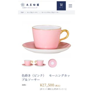 ☆新品未使用☆ 大倉陶園　色蒔き（ピンク）　モーニングカップ＆ソーサー(食器)