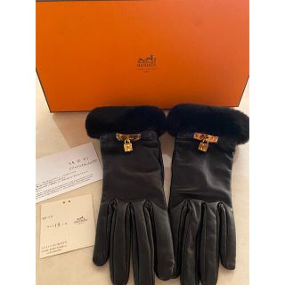 【未使用】HERMES エルメス 付属完備 手袋 ファー スエード