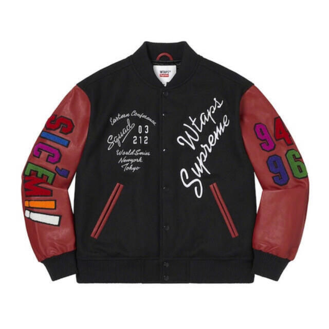 あす楽対応】 Supreme Sサイズ Supreme WTAPS Varsity Jacket Black スタジャン 