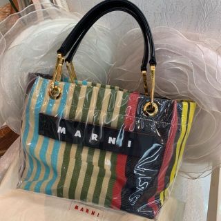 マルニ(Marni)のMARNI マルニ グロッシーグリップ ストライプトートバッグ  S(トートバッグ)