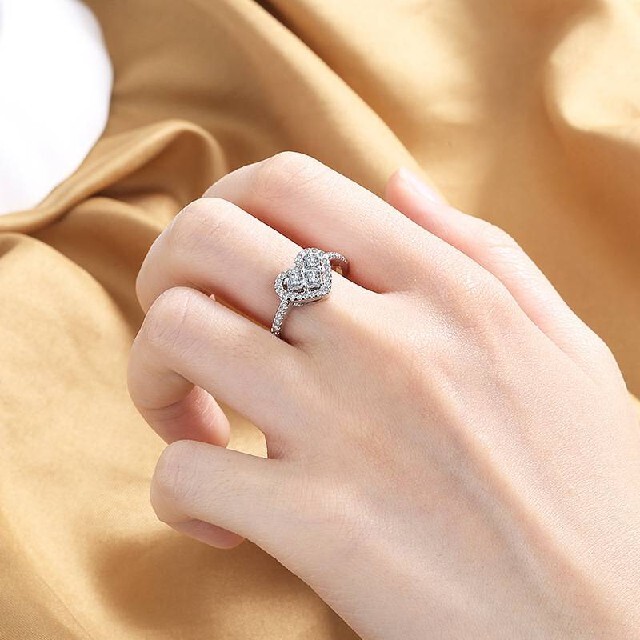 ハートリング　レディース　指輪　プラチナ　ジルコニア　大粒　豪華　プレゼント レディースのアクセサリー(リング(指輪))の商品写真