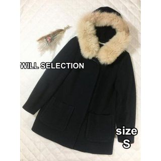 ウィルセレクション(WILLSELECTION)のウィルセレクション　FOXファー付き　100%ウールフードコート　ネイビー　S(その他)