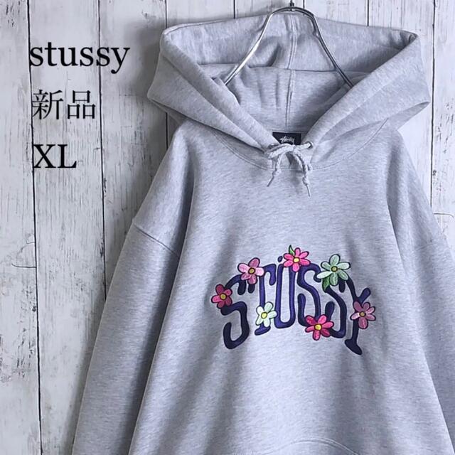 STUSSY(ステューシー)の【新品】【ビッグシルエット】ステューシー 刺繍ロゴ アーチロゴ パーカー XL メンズのトップス(パーカー)の商品写真