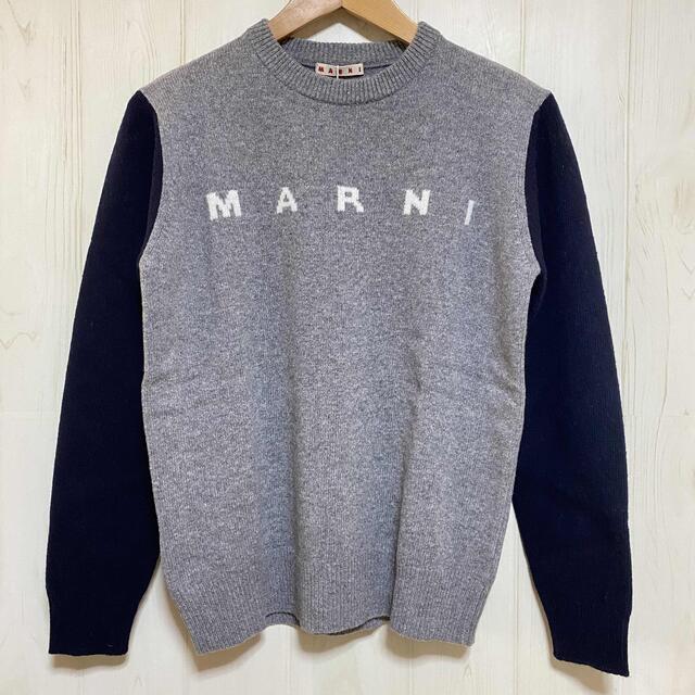 Marni(マルニ)の人気☆マルニキッズ☆MARNIロゴニット　グレー×ネイビー 14Y160㎝ M  レディースのトップス(ニット/セーター)の商品写真