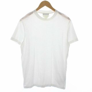 プラダ(PRADA)のプラダ Tシャツ カットソー クルーネック 半袖 無地 三角パッチ 38 M 白(Tシャツ/カットソー(半袖/袖なし))